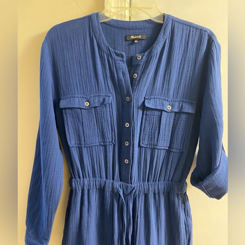 Madewell lightspun tapered leg‎ gauze navy blue jumpsuit women XS/S - Picture 4 of 10